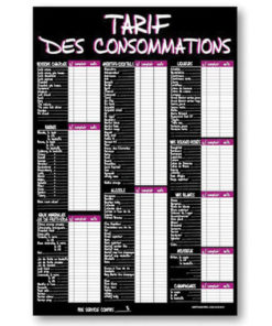 Tarif consommations bar couleur violet