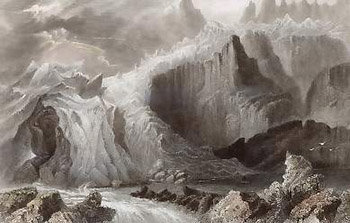 gravure représentant la Mer de Glace