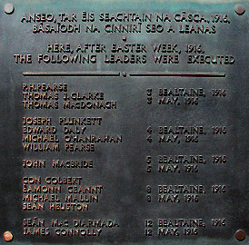 Kilmainham Gaol : plaque mémorial de l'insurrection de Pâques 1916