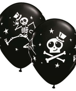 ballons halloween noir et blanc à décor de squelettes