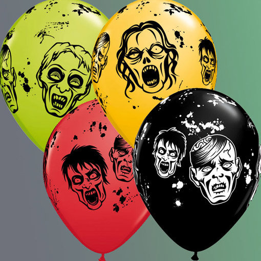 ballon halloween zombie 4 couleurs assorties