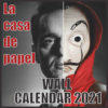 Calendriers séries 2021 : couverture du calendrier biface de la Casa de Papel