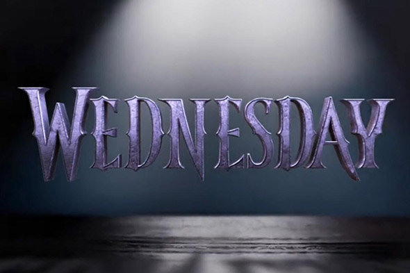 Logo série Netflix Wednesday avec halo lumineux